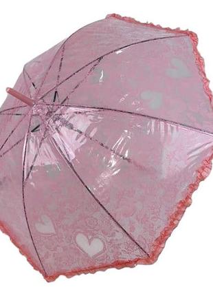 Детский прозрачный зонт-трость с ажурным принтом от sl, розовый, 018102-6 топ