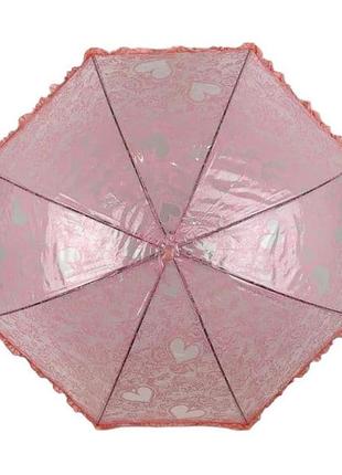 Дитяча прозора парасоля-тростина з ажурним принтом від sl, рожевий, 018102-62 фото