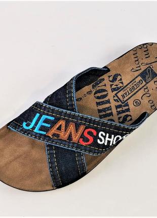 Мужские шлёпанцы джинсовые тапочки сланцы (размеры: 41) топ6 фото
