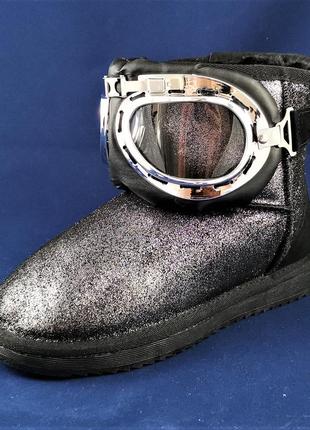 Зимові жіночі уггі ugg чорні чоботи на хутрі теплі (розміри: 36,37,39) - 297 фото
