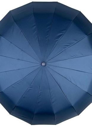 Однотонна автоматична парасоля на 16 карбонових спиць антивітер від toprain, темно-синій, 0918-103 фото