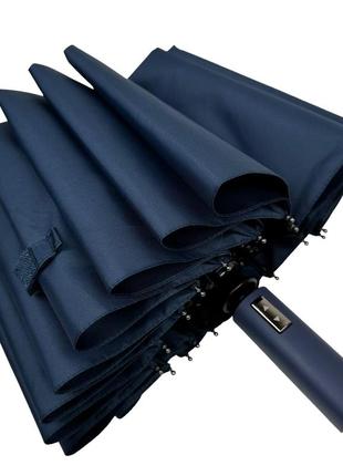 Однотонна автоматична парасоля на 16 карбонових спиць антивітер від toprain, темно-синій, 0918-102 фото