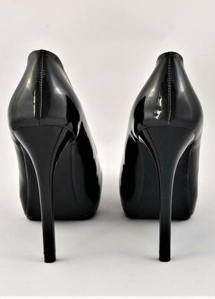 Женские чёрные туфли на каблуке шпильке лаковые модельные (размеры: 36,37,38,39,40) - 16-1 топ5 фото