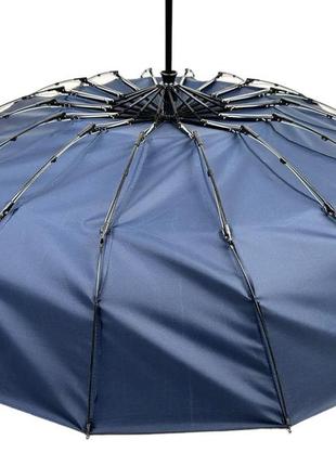 Однотонна автоматична парасоля на 16 карбонових спиць антивітер від toprain, темно-синій, 0918-106 фото