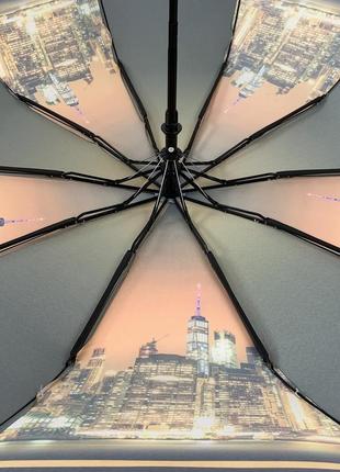 Женский складной автоматический зонт c принтом ночного города от thebest-flagman, коричневый, 0510-4 топ4 фото