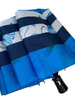 Жіноча парасолька напівавтомат nature на 10 спиць, від sl, блакитна, 0477-63 фото