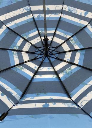 Жіноча парасолька напівавтомат nature на 10 спиць, від sl, блакитна, 0477-65 фото