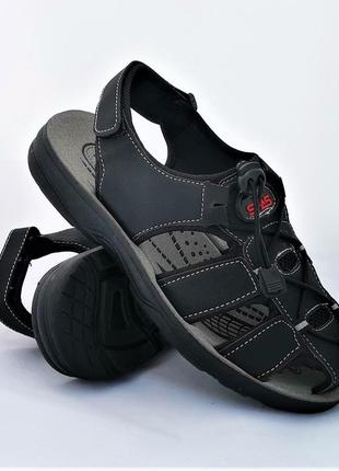 Мужские сандалии черные босоножки на липучке (размеры: 42) топ8 фото