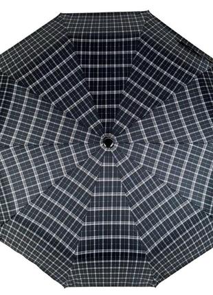 Стильна парасолька напівавтомат в клітинку від bellissimo, з чорною ручкою, м0532-43 фото
