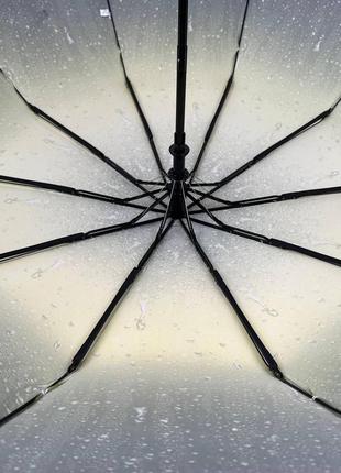Жіноча парасолька напівавтомат із принтом крапель від bellissimo, антивітер, салатовий м0627-27 фото
