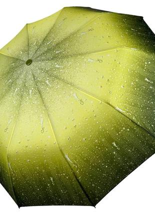 Жіноча парасолька напівавтомат із принтом крапель від bellissimo, антивітер, салатовий м0627-2