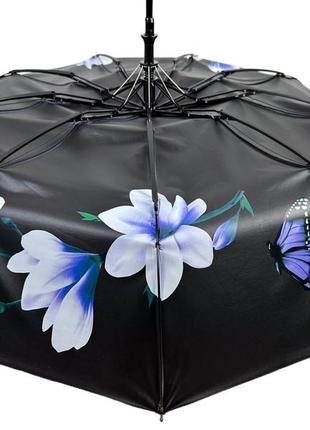 Женский зонт полуавтомат с рисунком цветов внутри от susino на 9 спиц антиветер, сиреневый топ6 фото