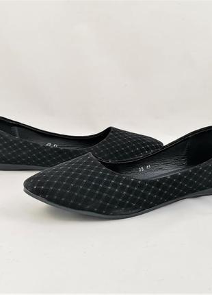 .жіночі балетки чорні мокасини туфлі замшеві (розміри: 38) - j32 фото