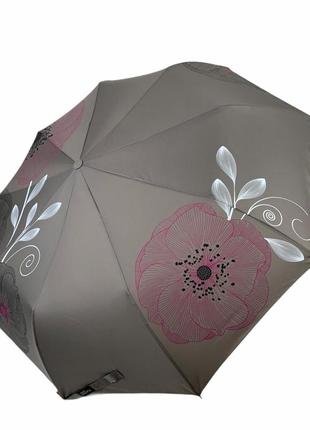 Жіноча складана парасолька-автомат від flagman-thebest з принтом квітів, сіра, fl0512-3