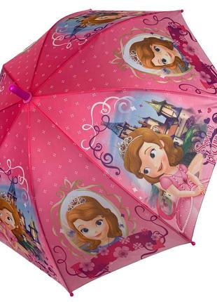 Детский зонт-трость розовый с принцессами и оборками от paolo rossi 0031-1 топ