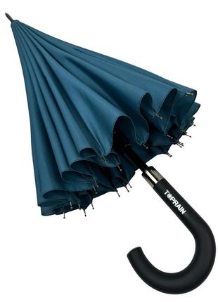 Однотонна механічна парасоля-тростина на 24 спиці від toprain, темно-бірюзовий, n 0609-106 фото