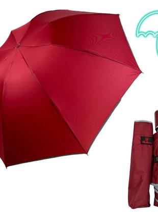 Жіноча складна парасолька автомат зі світловідбиваючою смужкою від bellissimo, червоний м0626-3