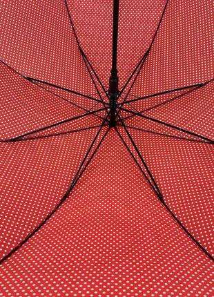 Зонт-трость с рюшами в горошек, полуавтомат на 8 спиц от swifts, красный топ4 фото