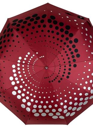 Складной зонт полуавтомат с абстрактным принтом от "серебряный дождь", антиветер, бордовый 022-309-2 топ3 фото