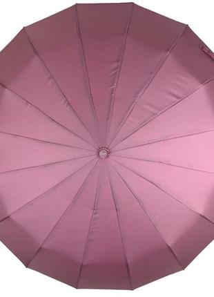 Однотонна автоматична парасоля на 16 карбонових спиць антивітер від toprain, ніжно-рожевий, 0918-23 фото