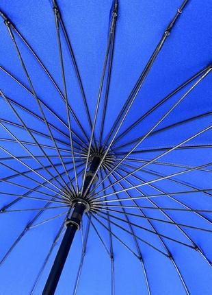 Однотонный механический зонт-трость на 24 спицы от toprain, синий,топ6 фото