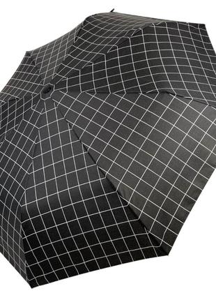 Женский зонт полуавтомат toprain на 8 спиц в клетку, черный, 02023-6 топ