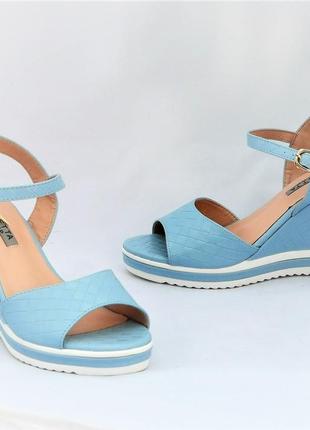 .женские сандалии босоножки на танкетке платформа голубые летние (размеры: 35,40) - 12-6 топ5 фото