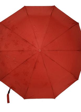 Женский зонт полуавтомат на 10 спиц bellisimo "flower land", проявка, красный цвет, 0461-6 топ2 фото