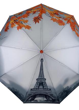 Женский автоматический зонт thebest-flagman с эйфелевой башней в подарочной упаковке,оранжевая ручка, 0545-2