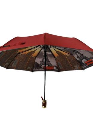 Женский зонт полуавтомат с двойной тканью bellissimo, бордовый, топ