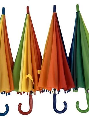 Детский полуавтоматический зонт-трость "радуга" от thebest, подойдет для школьников, синяя ручка, топ5 фото