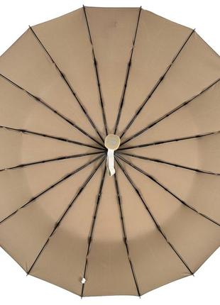 Однотонна автоматична парасоля на 16 карбонових спиць антивітер від toprain, бежевий, 0918-54 фото