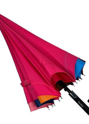 Жіноча парасоля-тростина напівавтомат на 16 спиць від susino з різнокольоровими краями, рожевий, sys 031087-63 фото