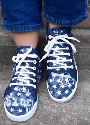 -женские кроссовки мокасины слипоны синие кеды джинсовые (размеры: 37,38,39) - 53 топ4 фото