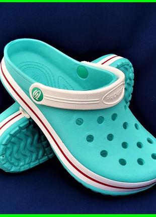 Женские тапочки croc$ бирюзовые кроксы шлёпки сланцы (размеры: 36,38) топ1 фото
