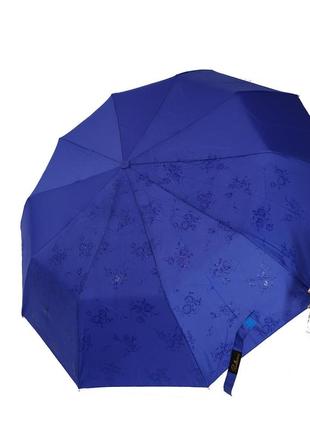 Женский зонт полуавтомат на 10 спиц bellisimo "flower land", проявка, синий цвет, 0461-5 топ