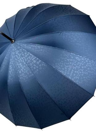 Женский зонт-трость на 16 спиц с принтом букв, полуавтомат от фирмы toprain, темно-синий, 01006-11 топ