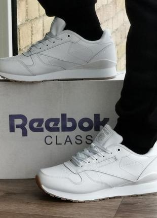 Мужские термо кроссовки reebok classic белые зимние рибок кожаные (размеры: 41,44,45) топ