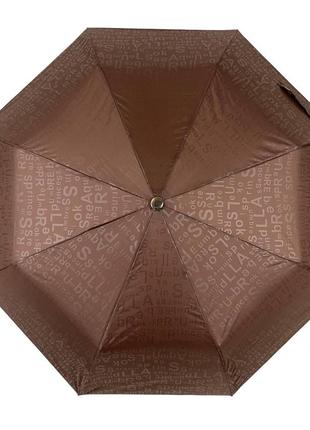 Женский зонт полуавтомат коричневый с принтом букв по куполу 02052-8 топ2 фото