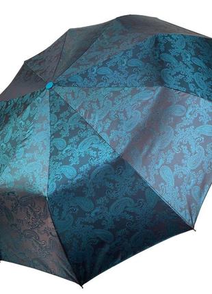 Женский зонт полуавтомат бирюзовый с жаккардовым куполом "хамелеон" от bellissimo м0524-3 топ1 фото