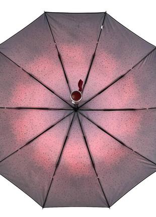 Женский зонт полуавтомат с принтом капель от bellissimo, антиветер, бордовый м0627-1 топ3 фото