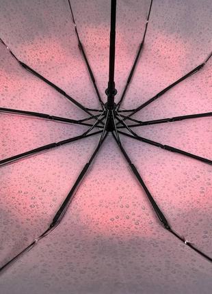 Женский зонт полуавтомат с принтом капель от bellissimo, антиветер, бордовый м0627-1 топ6 фото