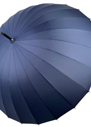 Однотонный механический зонт-трость на 24 спицы от toprain, темно-синий, топ
