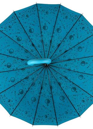 Жіноча парасоля-тростина на 16 спиць з абстрактним принтом, напівавтомат від фірми toprain, бірюзовий, 01541-15 фото