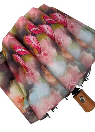 Жіноча парасолька напівавтомат на 10 спиць la-la land, від sl, персикова, 0499-42 фото