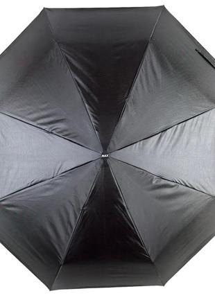 Мужской складной зонт полуавтомат на 8 спиц с ручкой полукрюк от max, есть антиветер, черный, топ6 фото