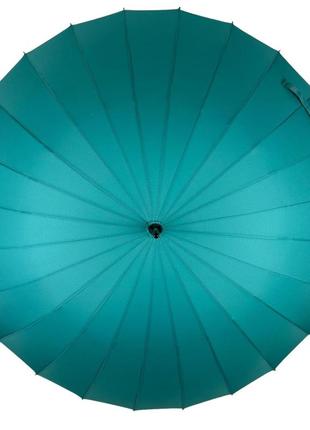 Однотонна механічна парасоля-тростина на 24 спиці від toprain, бірюзовий, n 0609-43 фото