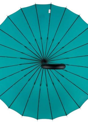 Однотонный механический зонт-трость на 24 спицы от toprain, бирюзовый, топ4 фото