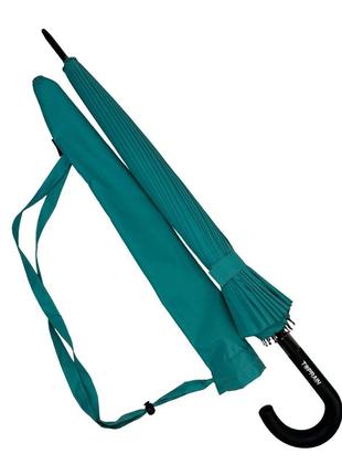 Однотонный механический зонт-трость на 24 спицы от toprain, бирюзовый, топ2 фото