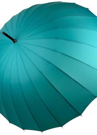 Однотонный механический зонт-трость на 24 спицы от toprain, бирюзовый, топ1 фото